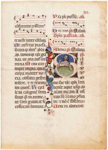 Salmisten i havet, initialen #39;S#39; på et blad fra et illuminert, notert breviar, Bologna eller Ferrara, ca. 1440 (blekk og farge på vellum) av Giovanni di Antonio da Bologna