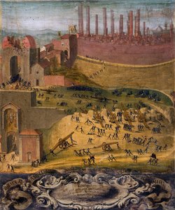 Seieren til Porta Camollia ved Siena i 1526 (tempera på panel) av Giovanni di Lorenzo Cini