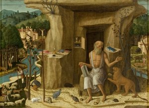 Saint Jerome in a Landscape (olje på lerret)
