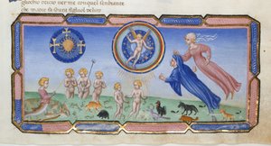 Dante og Beatrice er vitne til sfærene og korsene, himmelens sfærer med kjærlighet, en fiskende havfrue og skapninger i havet av væren, fra Paradiso i 