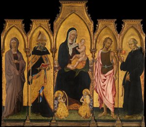 Madonna og barn med hellige, 1454. av Giovanni di Paolo
