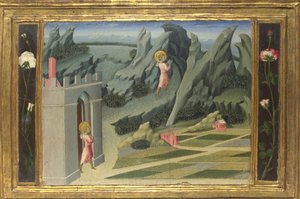 Døperen Johannes trekker seg tilbake til Desert Predella Panel, 1454