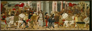 Panel of Cassone: Triumphal Entry of Romulus and Tatius into Roma
