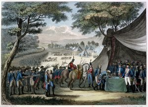 Pacification of the Vendee av general Hoche (1768-97) 20. april 1795 (fargegravering)