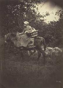 Kvinnelig bonde på esel, 1870. av Giraudon