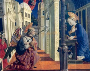 Kunngjøring av Girolamo di Giovanni fra Camerino (ca 1449-1473), detalj, ca 1460 av Girolamo Giovanni