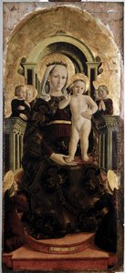 Jomfru og barn - olje på panel av Girolamo Giovanni