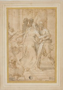 Møtet mellom Joachim og Anna ved Golden Gate av Girolamo Mazzola Bedoli