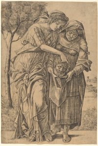 Judith med sjefen for Holofernes av Girolamo Mocetto after Andrea Mantegna