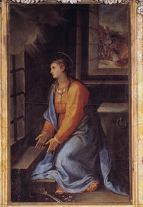 Portrett av Saint Apollonia i fengsel (olje på lerret