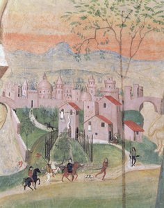 Utsikt over Prato City, detalj fra korsfestelsen, fra Kapittelhuset, 1509 av Girolamo Ristori