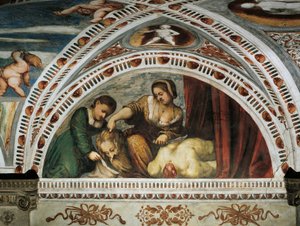 Historien om Judith og Holofernes, Detalj av fresker av Girolamo Romanino (ca 1484-etter 1559), bestilt av Bernardo Clesio