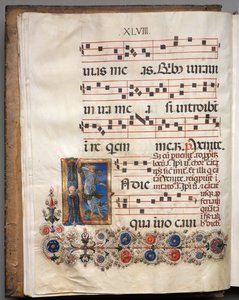 Antifonar: Initial, engel, ca. 1470-1480.