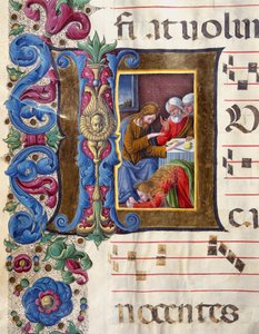 Decoree brevpapir som viser Maria Magdalena ved føttene til Jesus Miniatyr av Girolamo da Cremona (aktiv rundt 1451-1483) og Liberale da Verona (1445-1529) fra et kor (Cod. 22/7. c.15v) fra katedralen i Siena . Cathedrale (Duomo) fra 1400-tallet