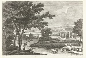 Landskap med gjetere og storfe by Water Italian Landscapes (serietittel)