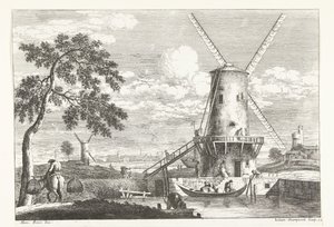 Landskap med en mølle på vannet Italienske landskap (serietittel) av Giuliano Giampiccoli