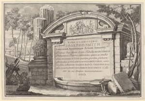 Klassiske ruiner i et landskap: frontispice av Giuliano Giampiccoli and Giovanni Battista Tiepolo