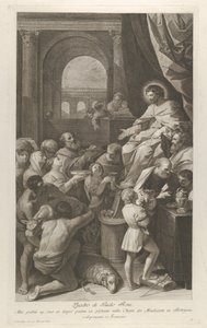 Den hellige Job satt til høyre og mottok gaver fra folket..., ca. 1760-1800. av Giuliano Traballesi