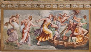 Bortføringen av Helen, den trojanske hesten, Chamber of Troy (Sala di Troia)