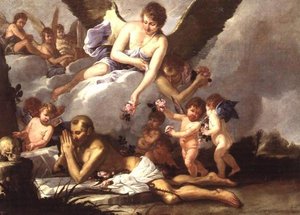 Selvmortifikasjonen til St.Francis av Giulio (attr. to) Carpioni