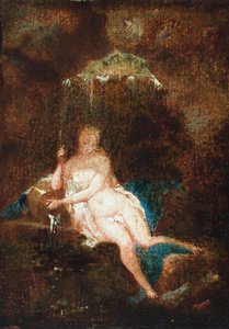 Elvegudinne (olje på papir lagt ned på panel) av Giulio (follower of) Carpioni