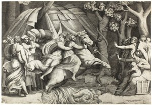 Cloelia krysser Tiberen av Giulio Bonasone