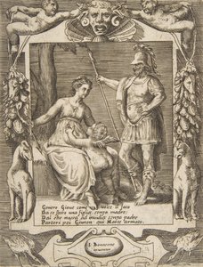 Juno, Mars og Cupid, satt innenfor en forseggjort ramme, fra 