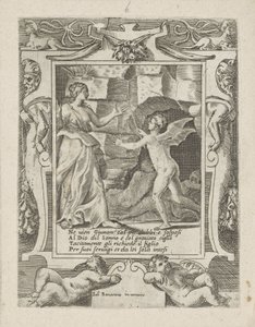 Juno beordrer Sleep til å stige ned på Jupiter Love, Anger and Jealousy of Juno (serietittel) Amori sdegni et gielosie di Giunone (serietittel) av Giulio Bonasone