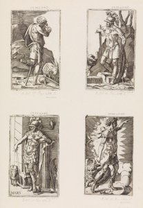 Jupiter, fra planeter, plate 2, 1530-70. av Giulio Bonasone