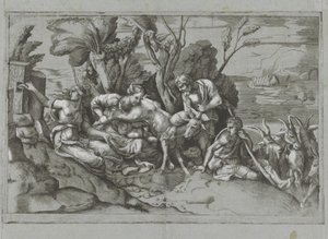 Jupiter die av geiten Amalthea av Giulio Bonasone