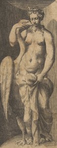 Leda og svanen, ca 1531-76. av Giulio Bonasone