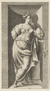 Muse Statuer i nisjer (serietittel) av Giulio Bonasone