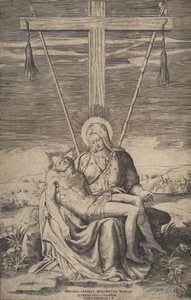 Pieta under korset av Golgatha, 1547. av Giulio Bonasone