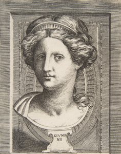 Skulptert hode av Juno, ca 1531-76. av Giulio Bonasone