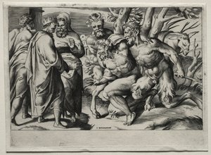 Silenus og kong Midas av Giulio Bonasone
