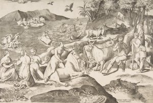 Voldtekten av Europa, 1546. av Giulio Bonasone