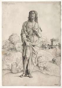 Døperen Johannes, ca. 1505. av Giulio Campagnola