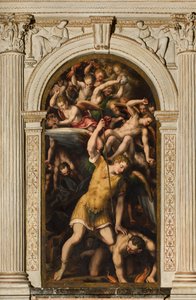 North Transept, alteret til St. Mikael erkeengelen, erkeengelen Mikael dreper den onde, Giulio Campi 1566