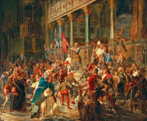 Mønstring av soldatene Viva Messer Vittore Pisani !, 1864. av Giulio Carlini