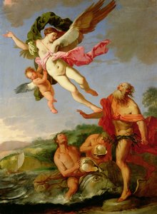 Neptune Pursuing Coronis, 1665-70 olje på lerret