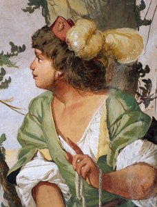 Shepherd Sylvius sårer ved et uhell nymfen Dorinda og forelsker seg i henne, freske av Giulio Carpioni, inspirert av pastoralspillet Den trofaste hyrden, av Giovanni Battista Guarini, Villa Caldogno, Caldogno, Veneto, Italia.