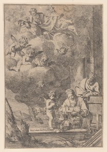 Den hellige familie med jomfruen som holder Kristus over vuggen, 1640-60., 1640-60.