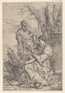 Den hellige familie med jomfruen leser en bok, 1640-60.