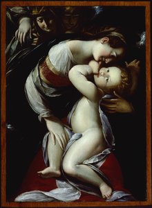 Jomfru og barn med engler, ca. 1610. av Giulio Cesare Procaccini