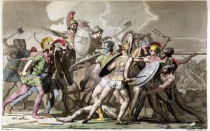 Kjemp for liket av Patroclus (Troy-krigen) - i "" The Ancient and Modern Costume"" av Ferrario, red. Milano