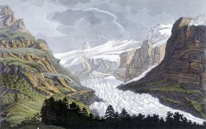 Glacier of Grindelwald i Sveits - i "" Den gamle og moderne drakten"" av Ferrario, red. Milano