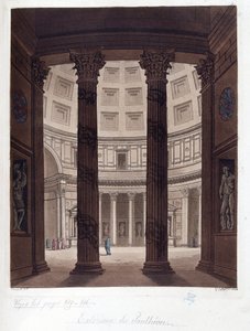 Interiør av Pantheon of Roma - Interiør av Pantheon of Roma i den romerske antikken - i "" The Ancient and Modern Costume"", av Dr. Jules Ferrario, red. Milan av Giulio Ferrario