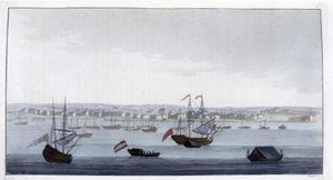 Utsikt over byen Paramaribo (Guyana) - i "" The Old and Modern Costume"" av Dr. Jules Ferrario, red. Milan av Giulio Ferrario