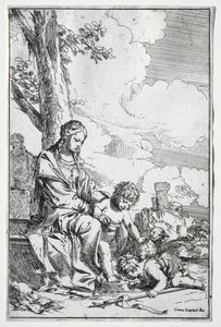 Hellig familie med spedbarnet St. John av Giulio I Carpioni