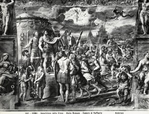 Constantines Vision of the Cross, fra Sala di Costantino, Raphael Rooms av Giulio Romano